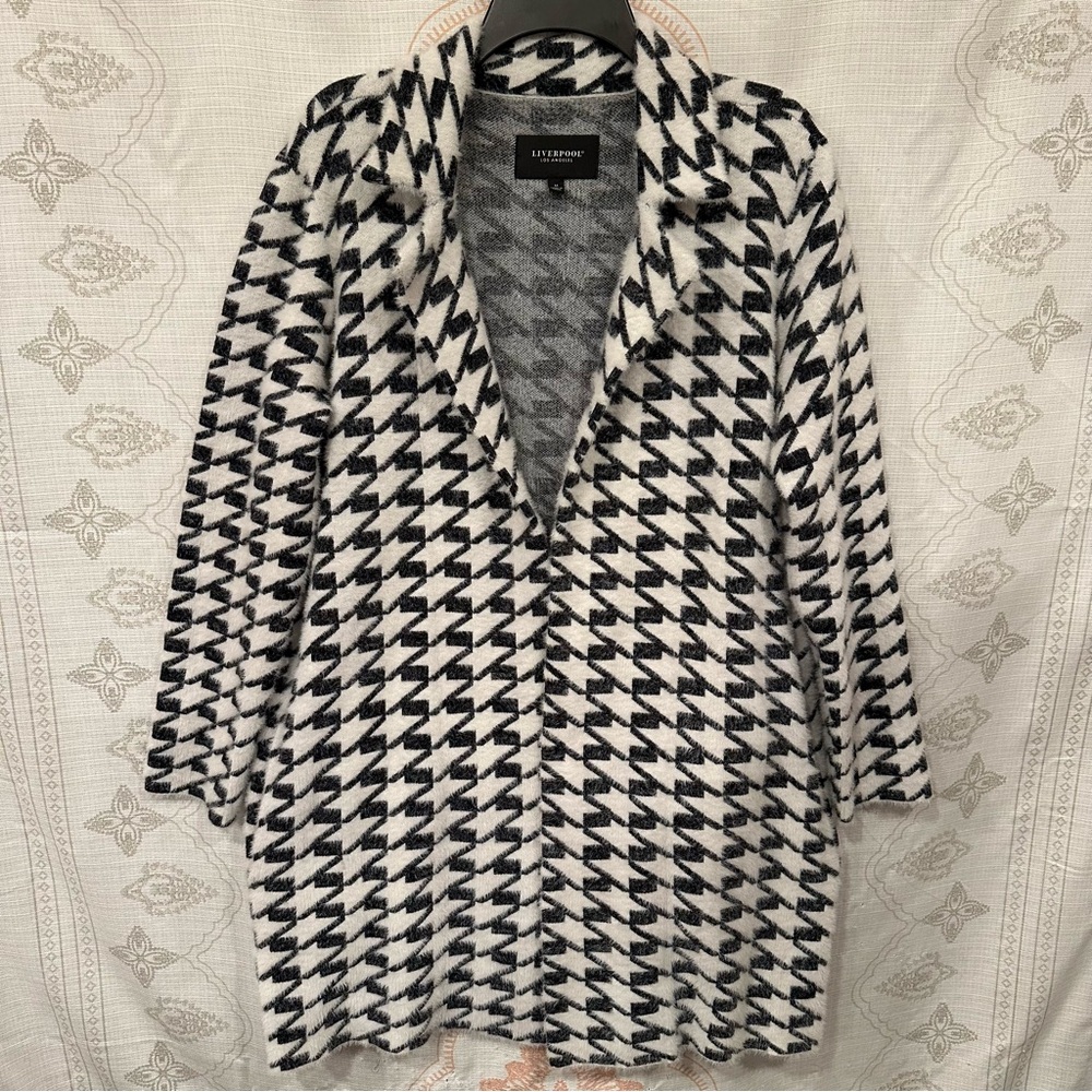 Liverpool Los Angeles Houndstooth Cardigan Sweater Coat